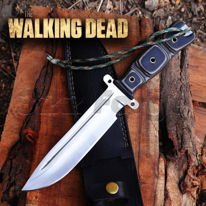 Walking Dead Busse Bowie Knife Replica - D2 Steel Fixed Blade Tactical Knife