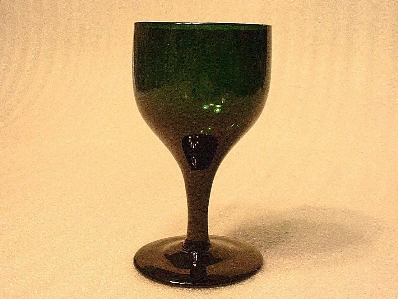 Antique 18Th / 19ThC English Blown Wine Stem in Deep Emerald Green Color #2
