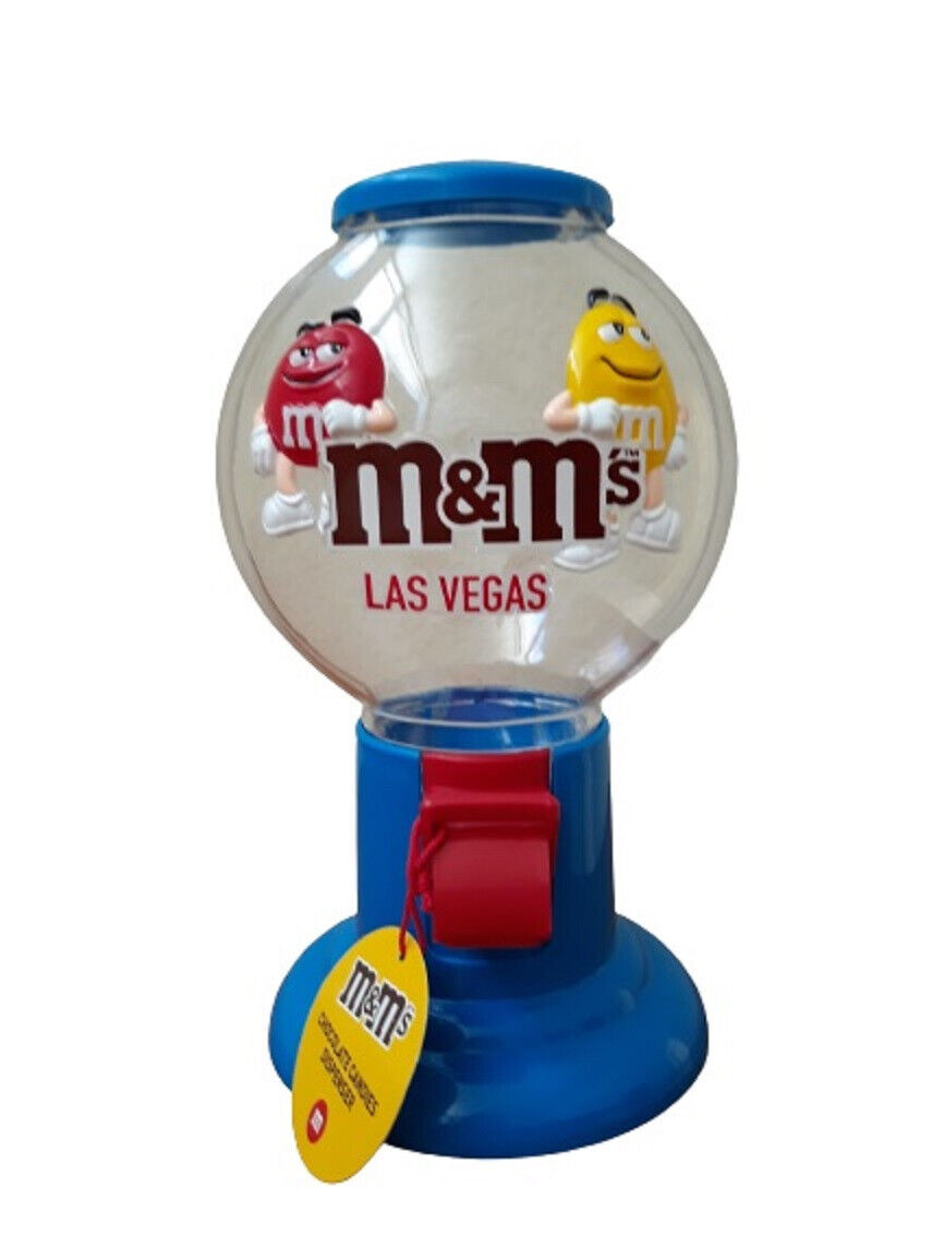 M&M\'s Pull Lever Candy Dispenser - Clear Globe with Red and Yellow Waving