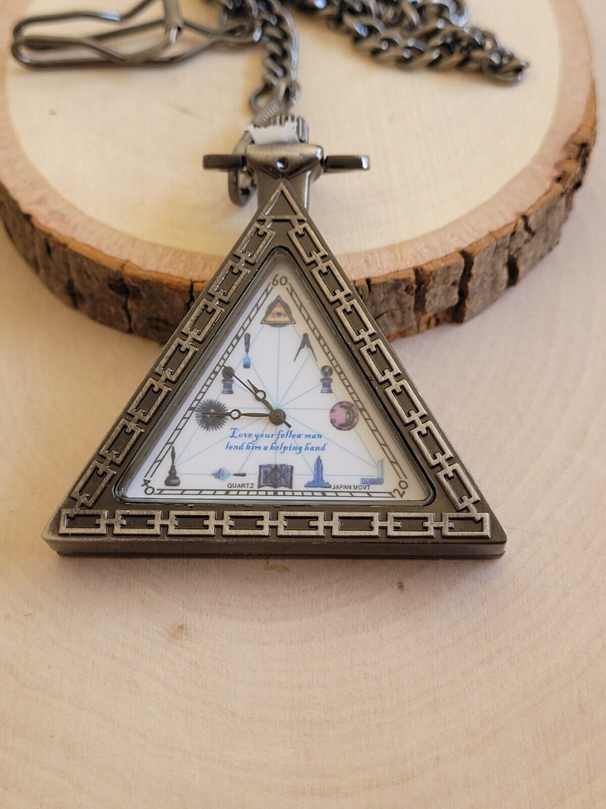 Masonic Triangle Pocket Watch Masonic Freemason Square & Compasses Pocket Watch