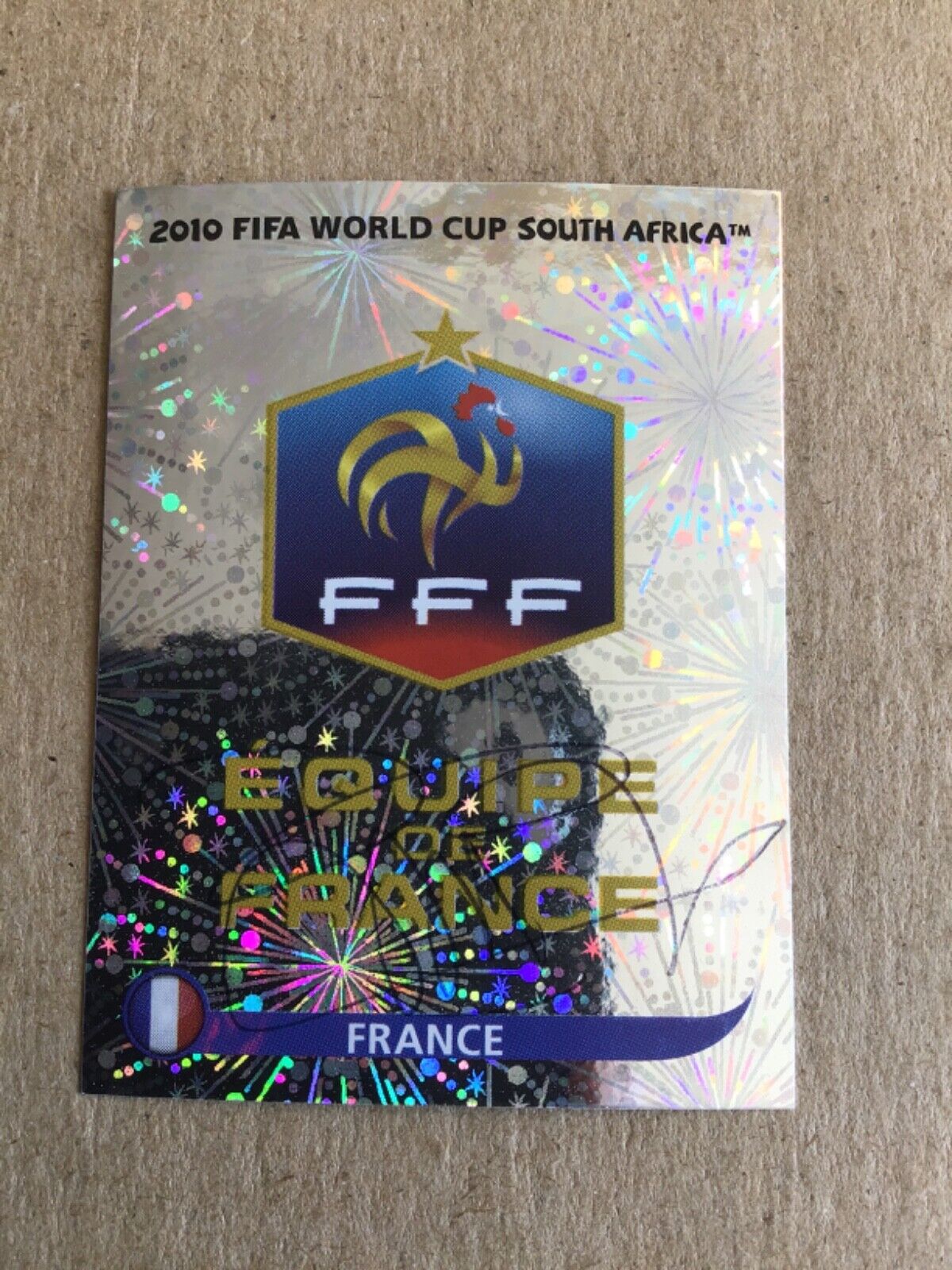 Raymond Domenech, France 🇫🇷 Panini FIFA World Cup 2010 hand signed