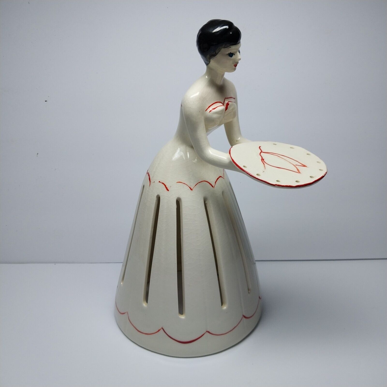 Vintage MCM Rare Unique Porcelain Lady Figurine Napkin & Toothpick Holder
