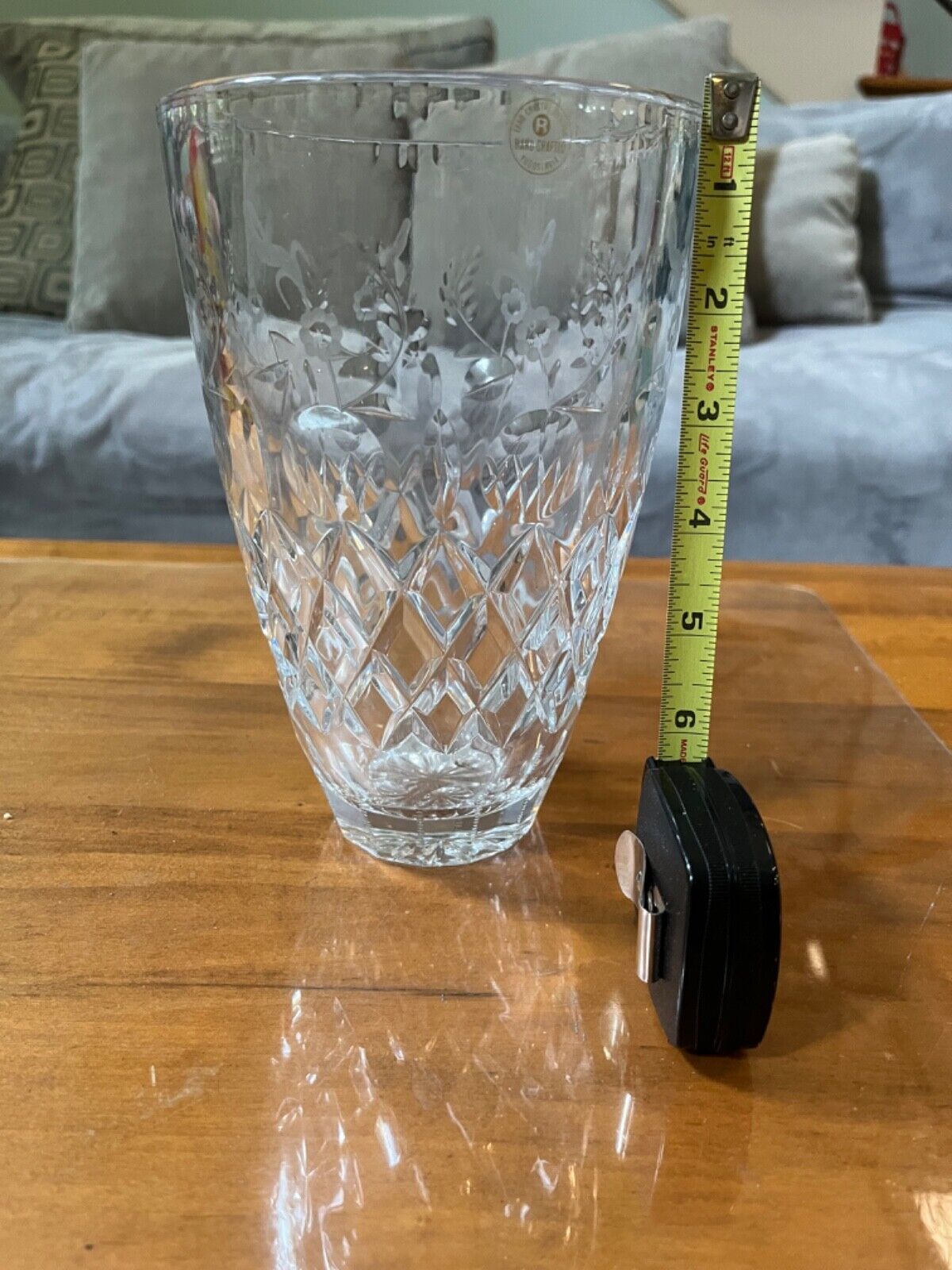 Leaded Crystal Vase from Yugoslavia, 26% Lead, 8 in. tall, approx 5.5 in. wide