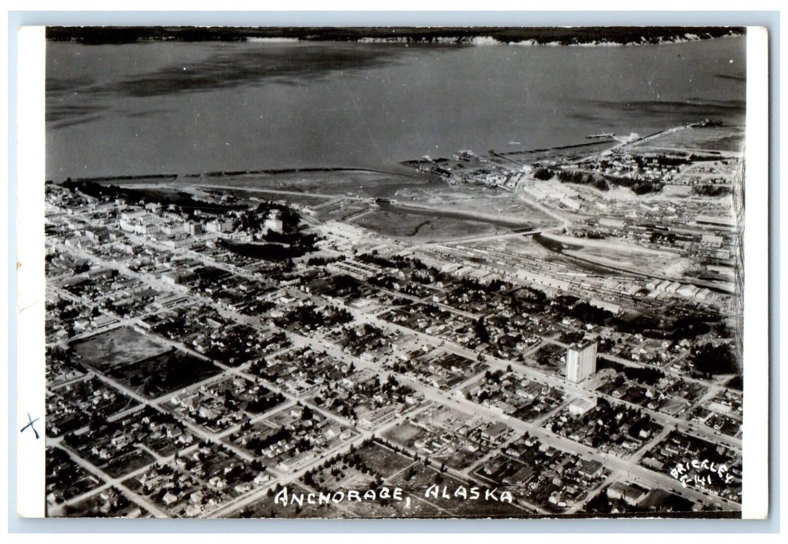 c1950\'s Aeiral View Of Anchorage Alaska AK RPPC Photo Posted Antique Postcard