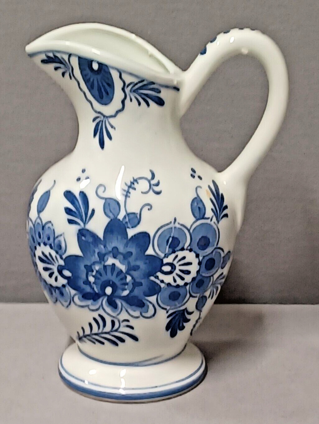 MCM Ceramic Blue Delft/Blue Onion Style Glazed Pitcher Vase Japan Vintage