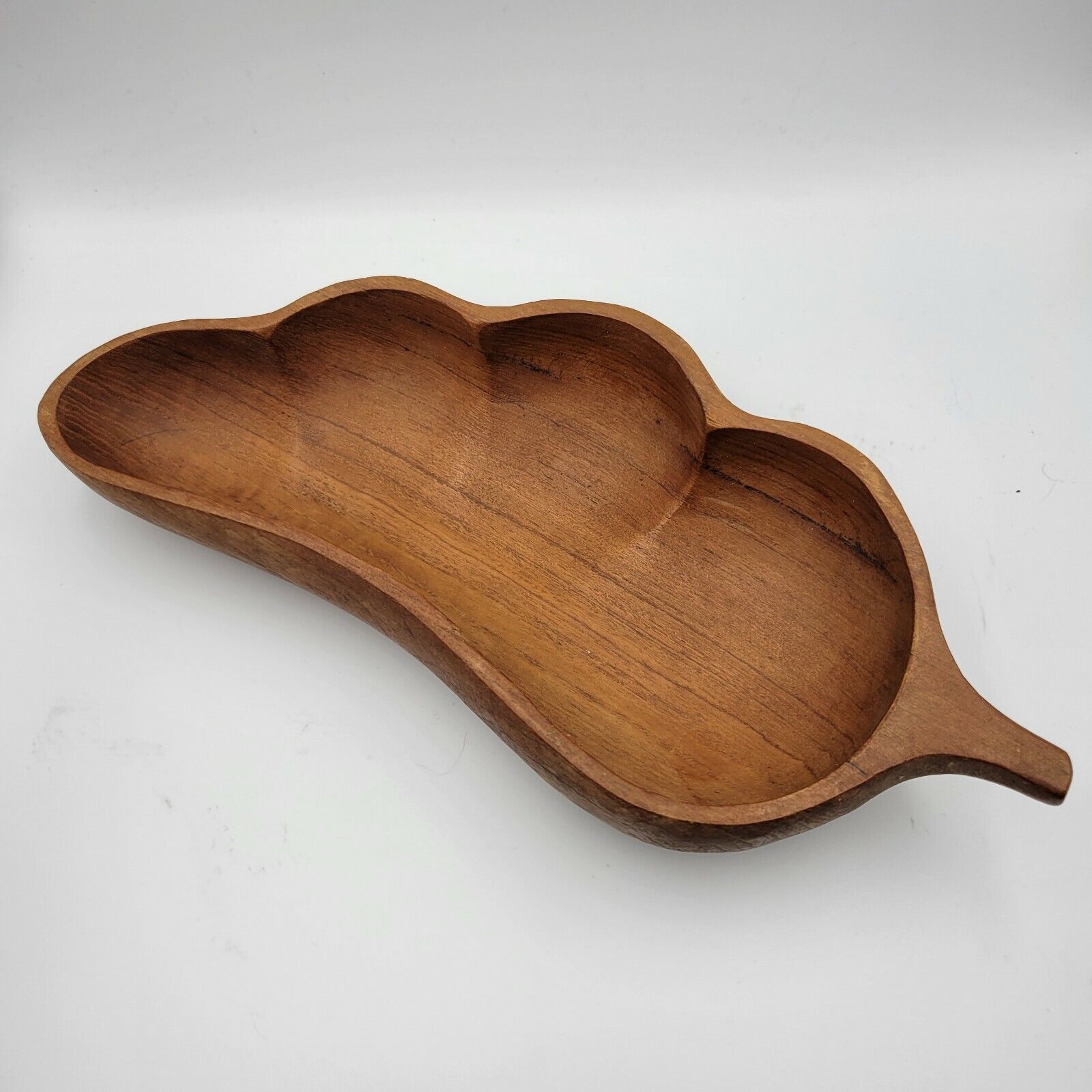  Vintage Rustic Wood Decorative Pea Pod Shaped Dish Wooden