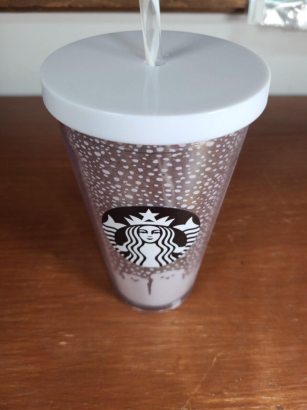 Starbucks 2016 White Clear Cold Polar Bear Cup Tumbler With Lid And Straw