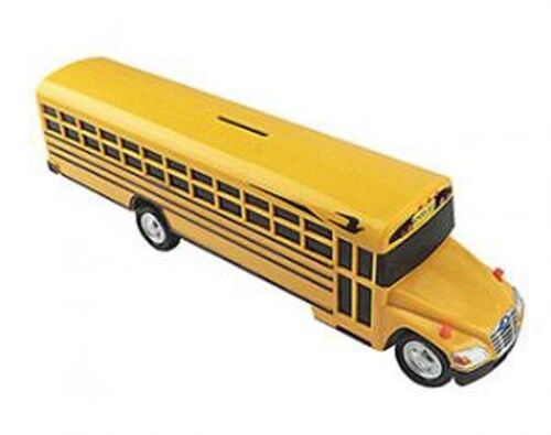 Bluebird Vision school bus coin bank with custom lettering
