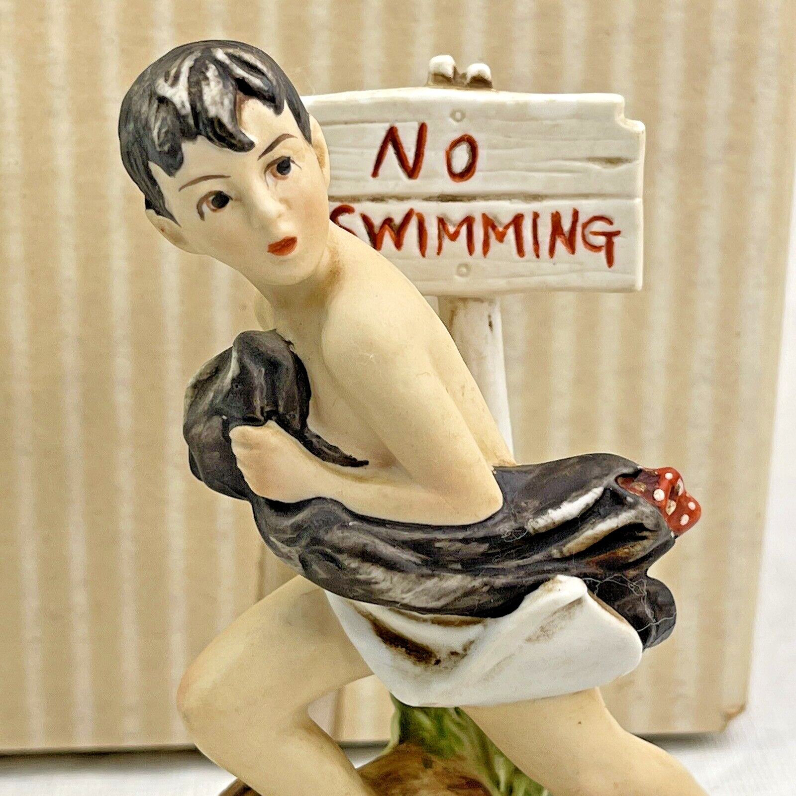 Norman Rockwell Museum No Swimming Porcelain Figure by David Grossman Japan