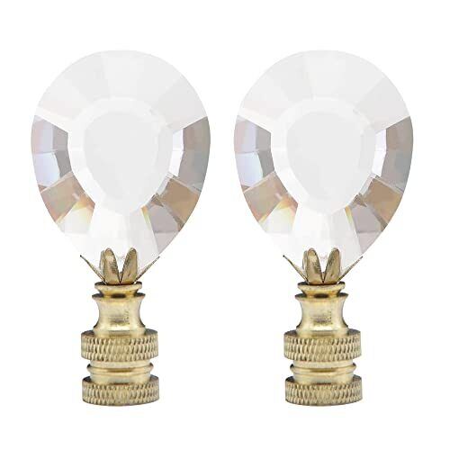 2 Pack Teardrop Shape Clear Faceted Crystal Lamp Finials for Lamp Shade