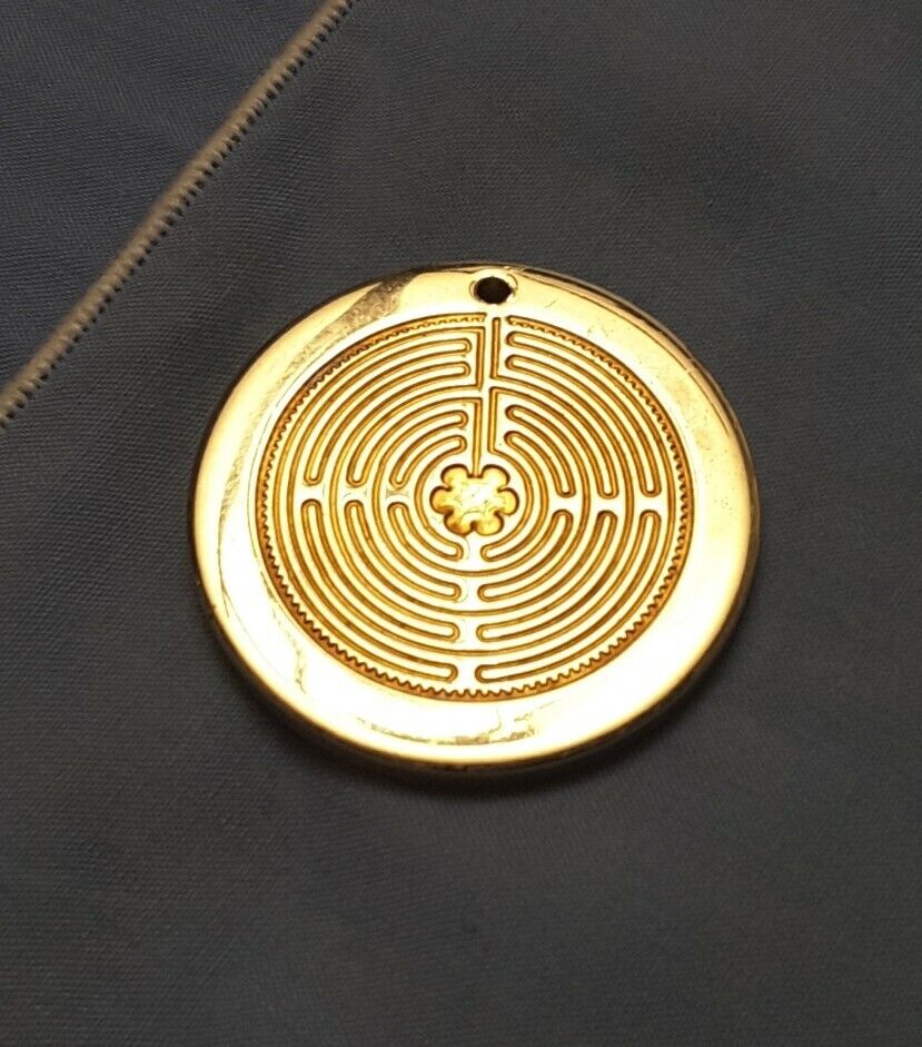 LABYRINTH design A,  brass madallion, medal, pendent 1.5 x 1/8\