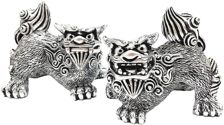 Silver SHISA Shishi Ornament Ware Traditional Small Figure Lion Okinawa Japanese