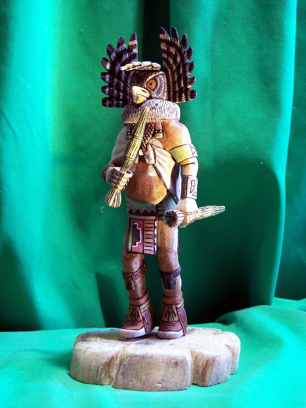 Hopi Kachina Doll - Mongwa, the Owl Kachina by Wally Grover - Fierce