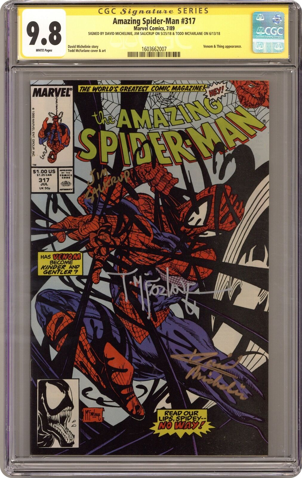 Amazing Spider-Man #317 CGC 9.8 SS Michelinie/Salicrup/McFarlane 1989 1603662007