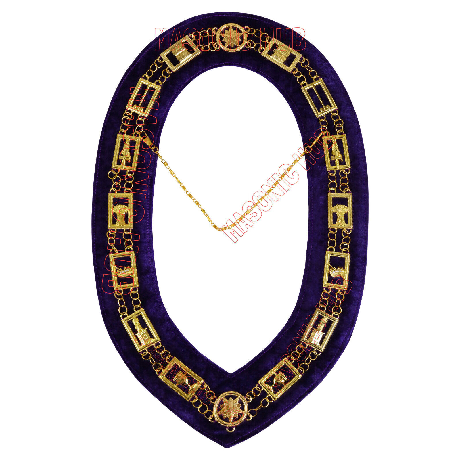 Masonic Regalia OES Order of Star Metal Chain Collar PURPLE Backing