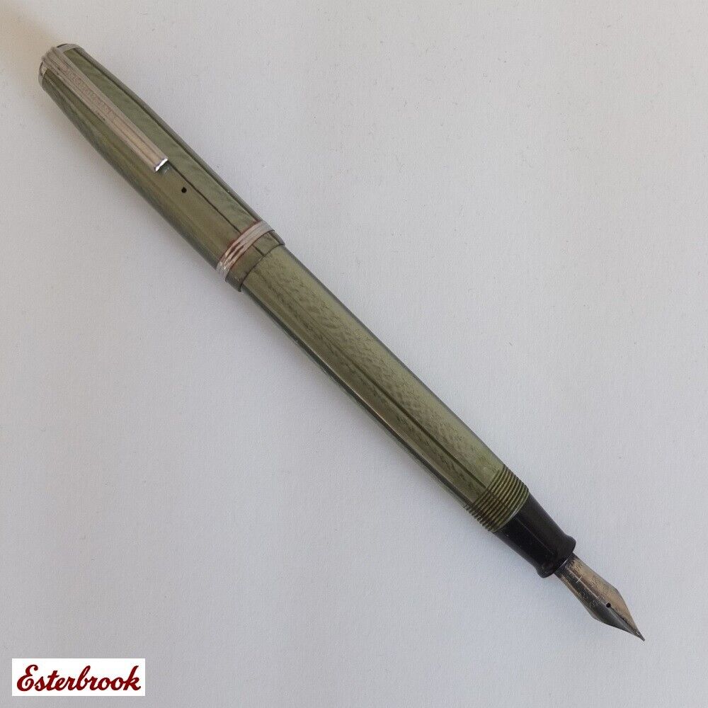 vintage Esterbrook Model J fountain pen, c.1949—2668 medium nib—stunning green