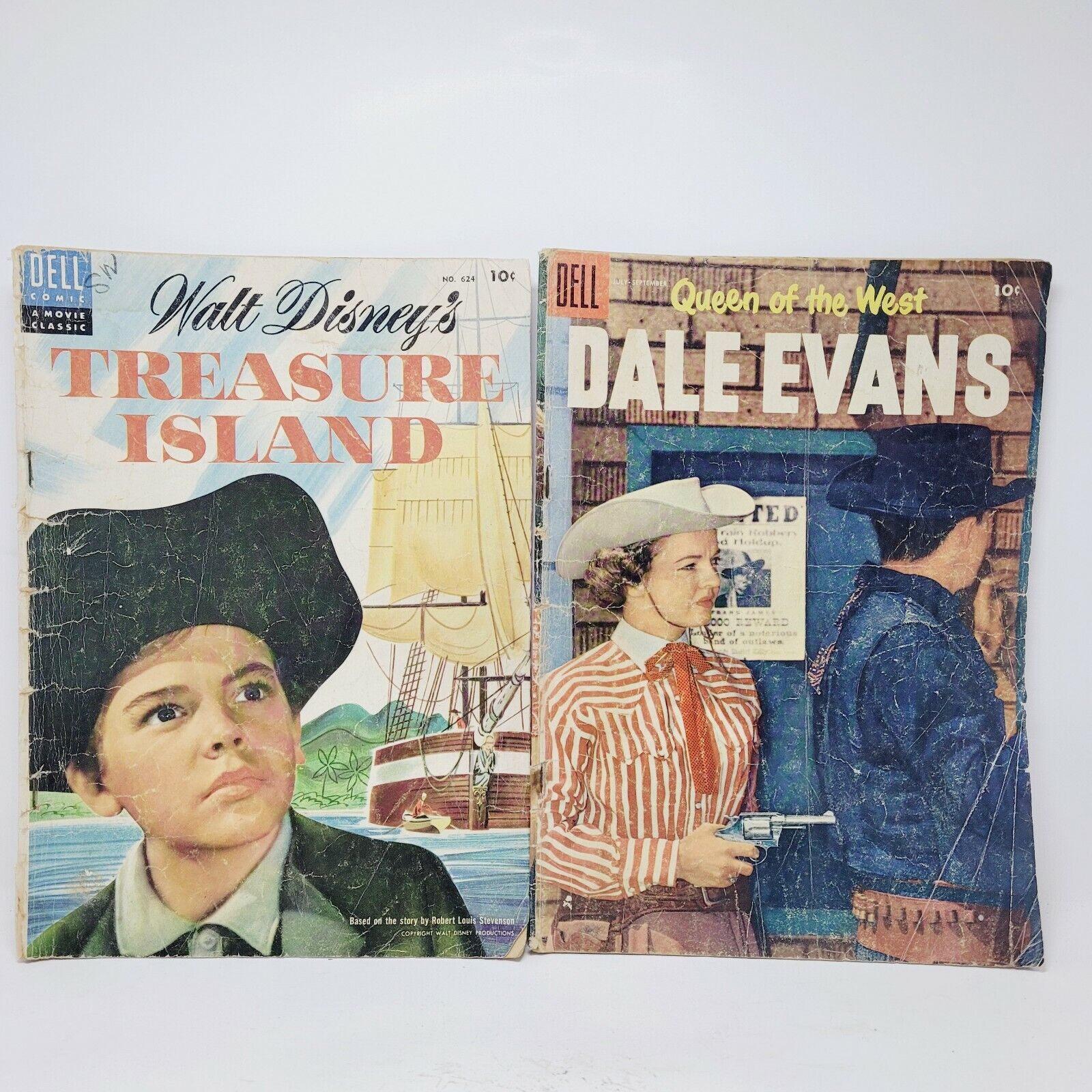 Queen Of The West Dale Evans No.8 1955 & Treasure Island Dell Comics No.624 1955