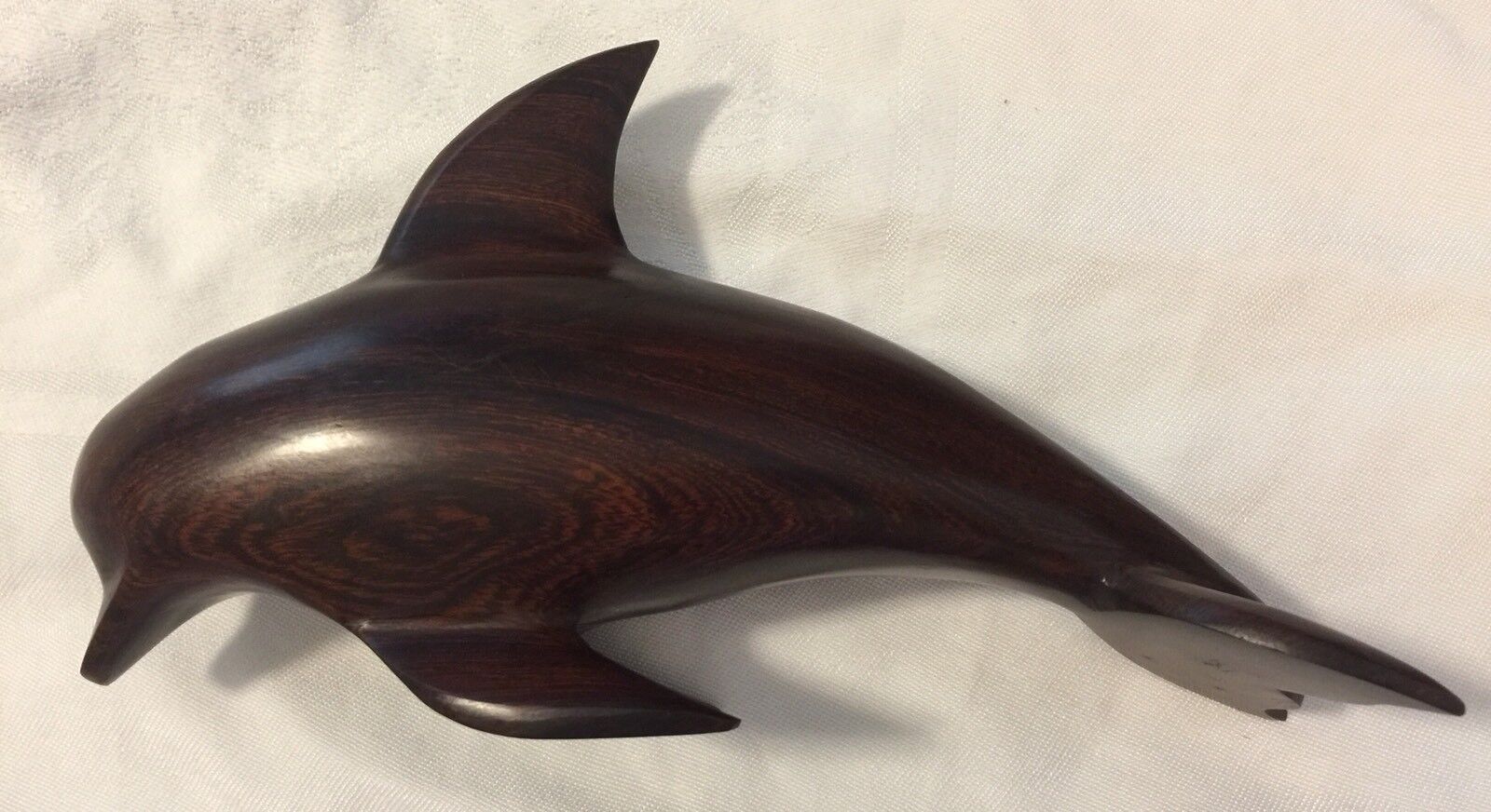 Jumping Dolphin Figurine Solid Dark Wood 8-1/2\