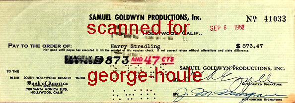 HARRY STRADLING SR - SIGNED -  GOLDWYN -  - CINEMATOGRAPER - AA -MY FAIR LADY
