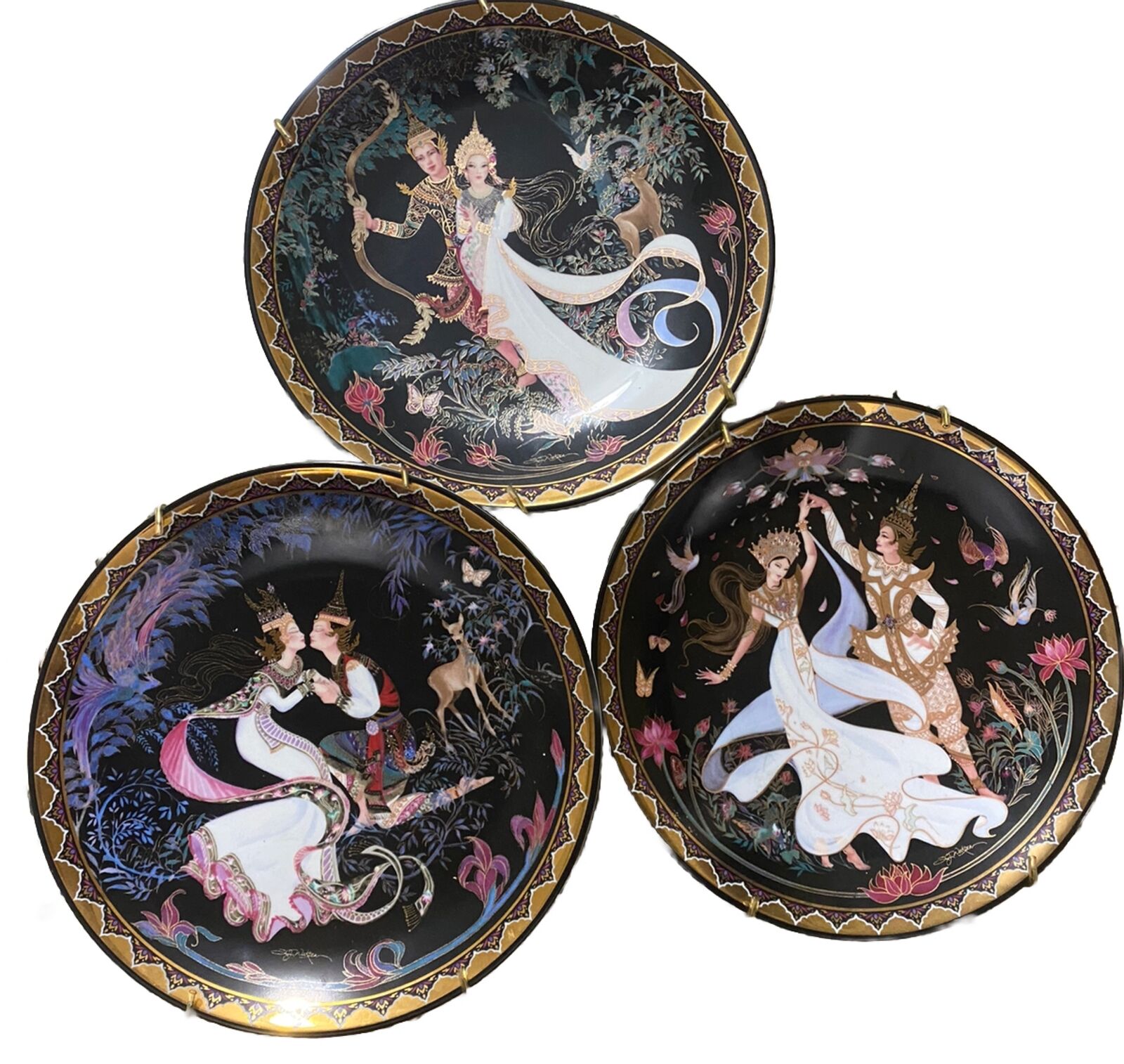 Lot of 3: Royal Porcelain Kingdom of Thailand Hand-Painted Collector\'s Plates