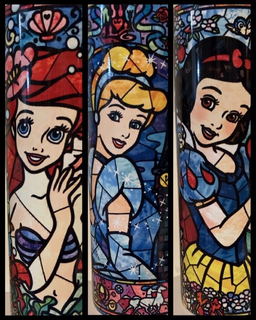 Official Disney Princess Tumbler Made In Stained Glass Pattern. Vibrant Colors