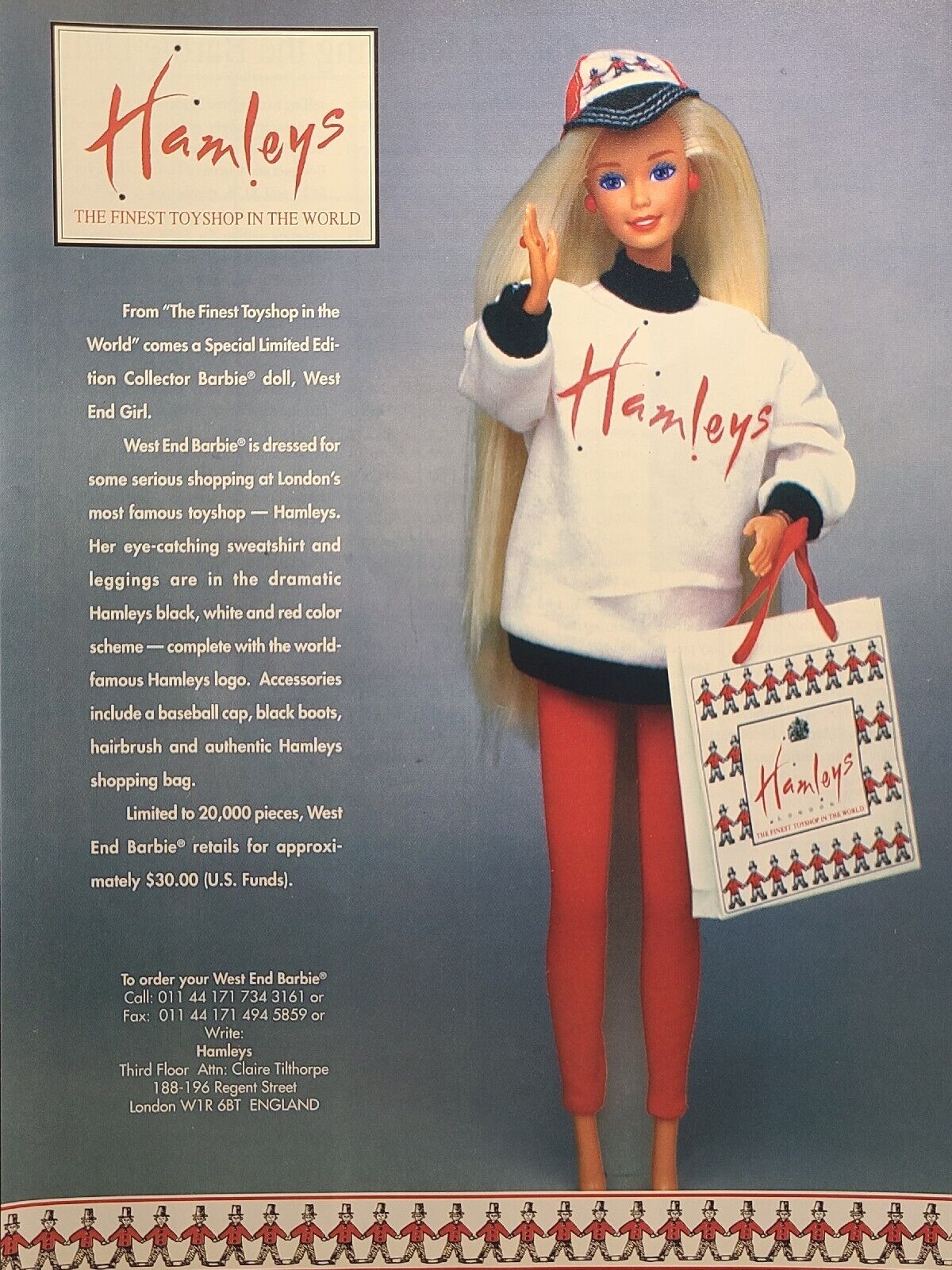 Hamley's World's Finest Toy Shop London West End Barbie Vintage Print Ad 1996