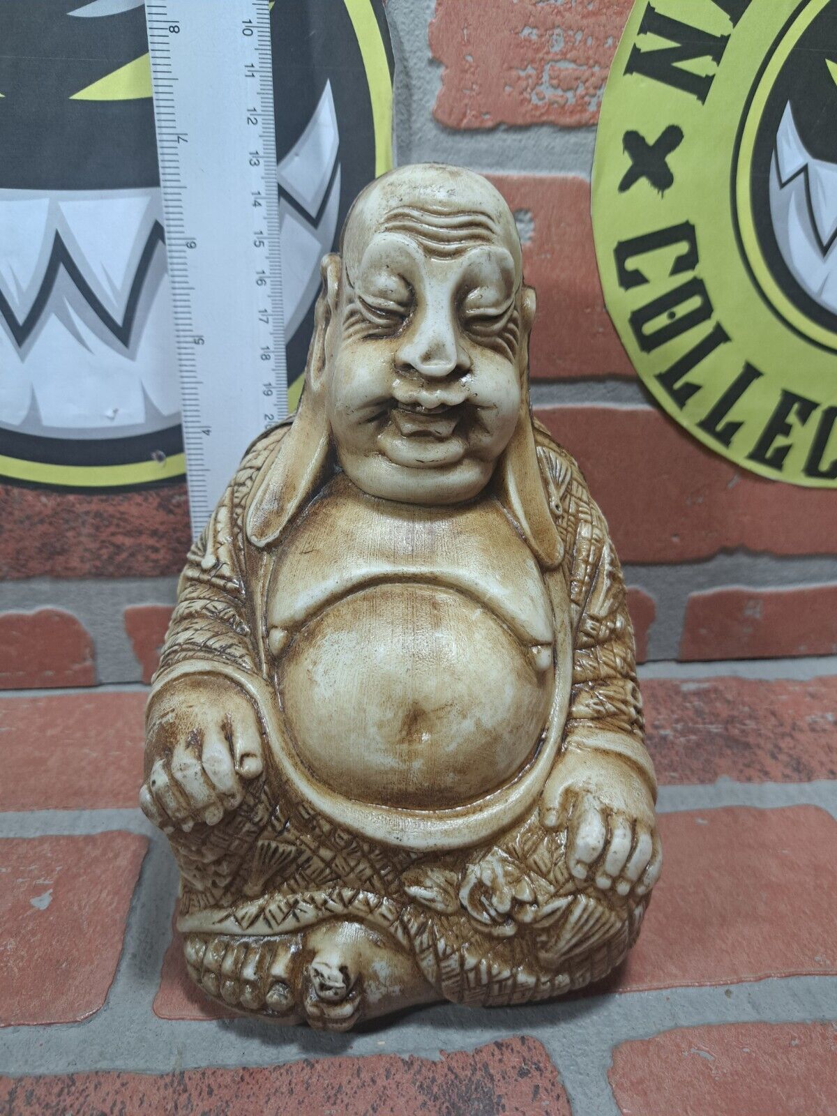 Vintage Fat Buddha Statue Filled Plastic Made In Mexico 