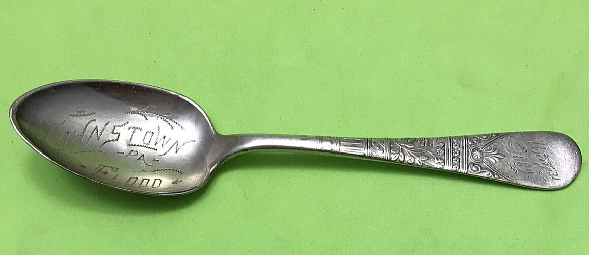 Johnstown PA Flood Silverplate Souvenir Spoon 1847 Rogers Bros May 31, 1889