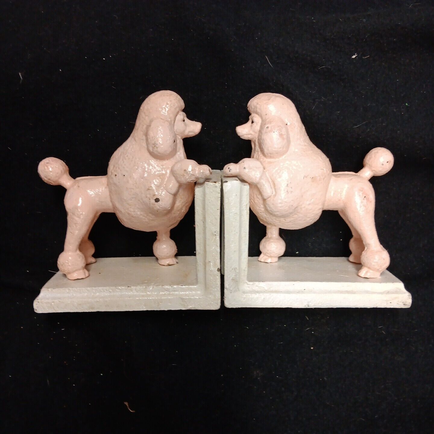 Cast Iron Poodle Dogs Bookends 
