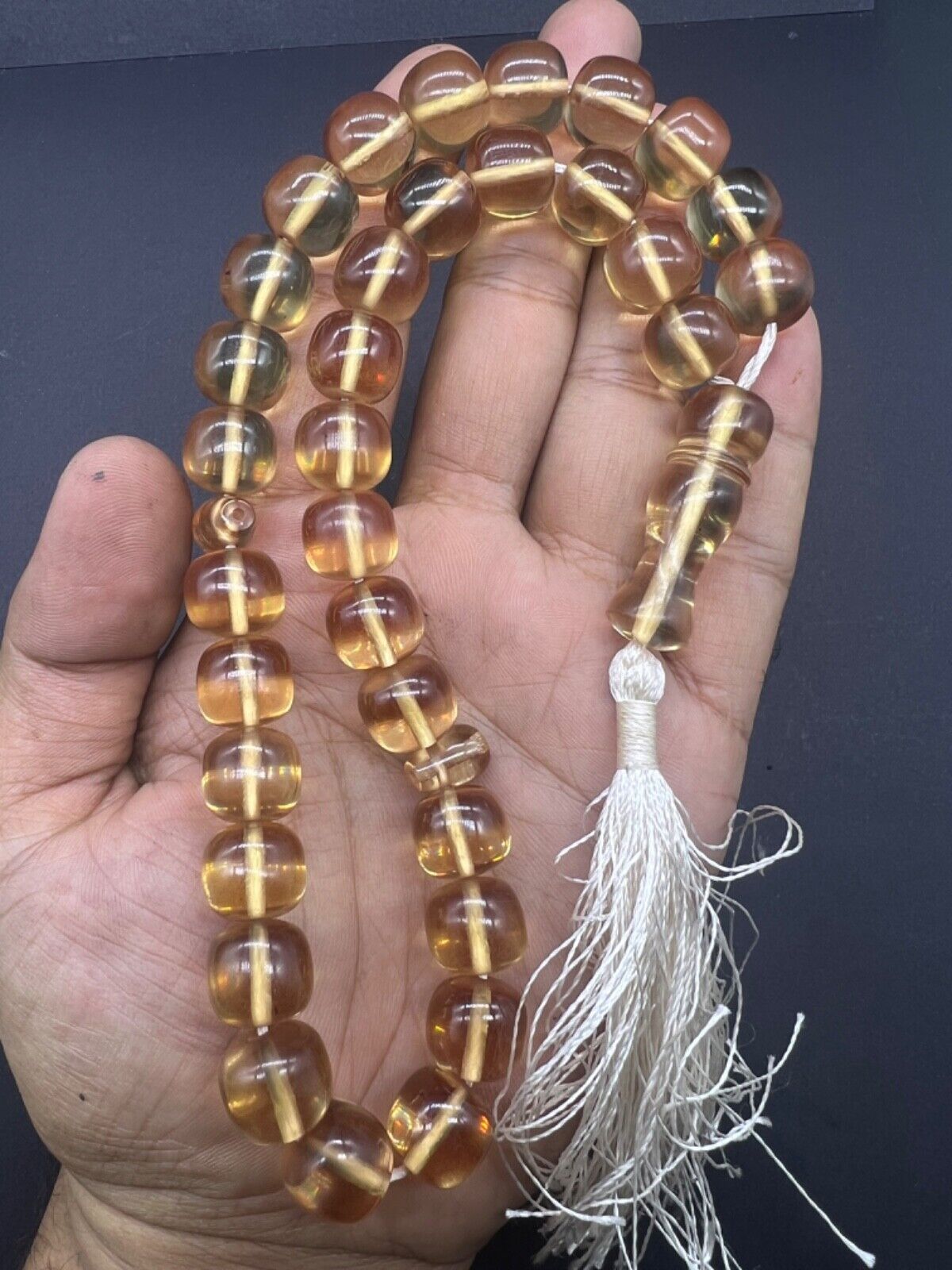 Beautiful Old Yellow Color Natural Sandalos Rosary Tasbhi Beads From Central Asi