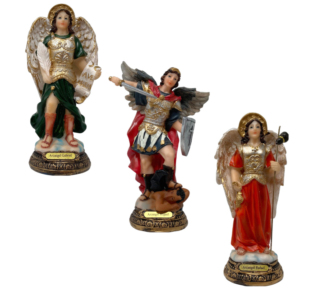 Set de Arcangeles 3 Pcs San Miguel, Gabriel, Rafael 6 Inch Resin Statue 6586 New