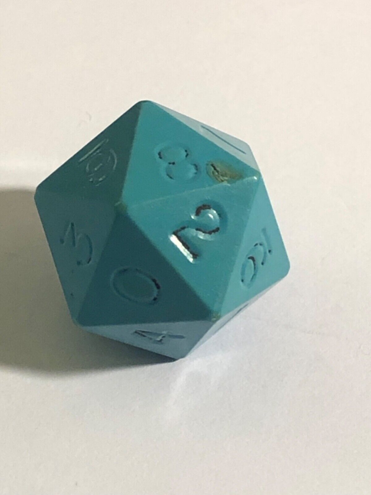 Slightly darker blue moldvay ? mentzer ? icosahedron d20 dnd dice 082023cAE
