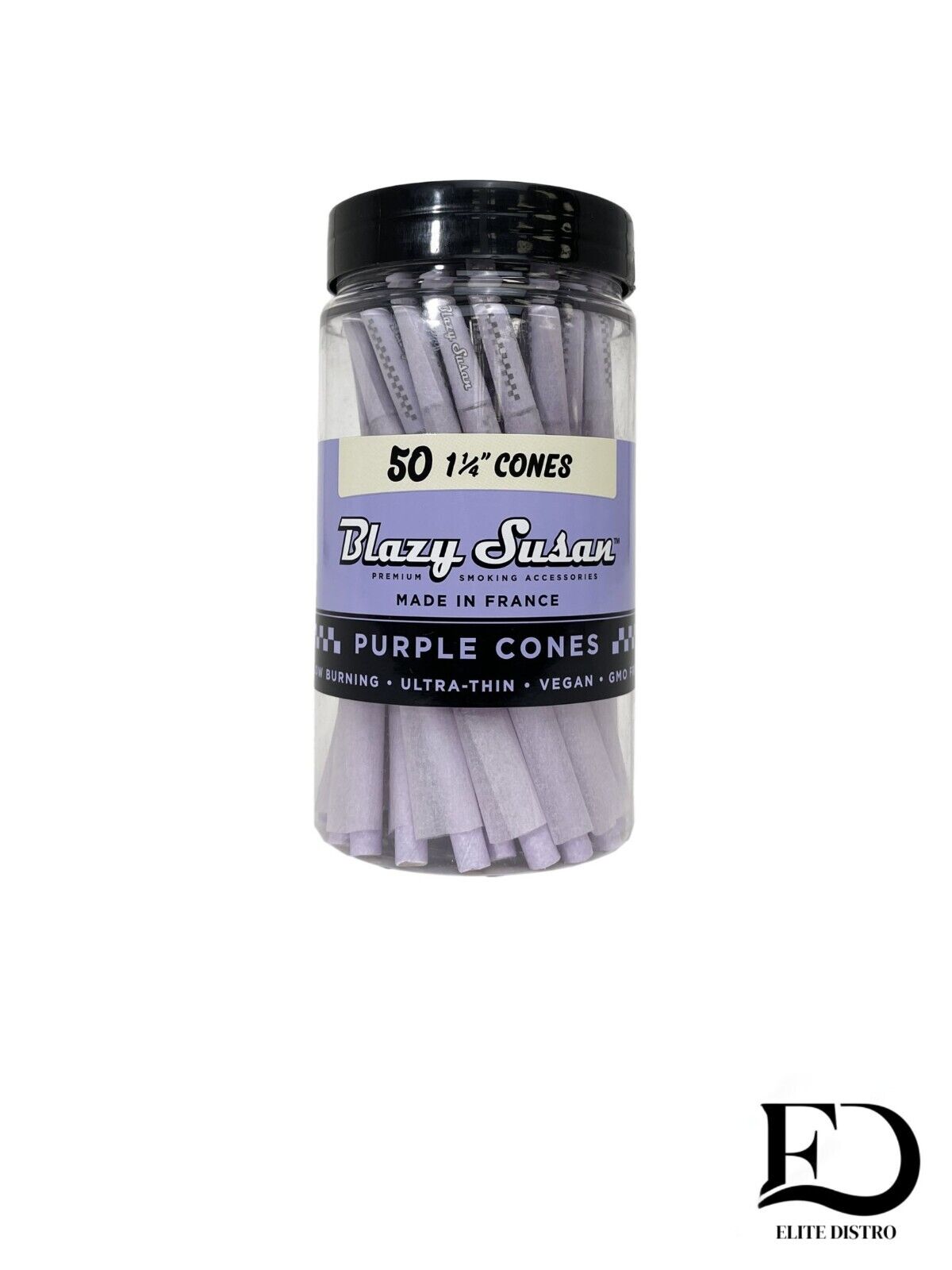 Blazy Susan Purple Cones 1 1/4 rolling paper (50ct/jar)