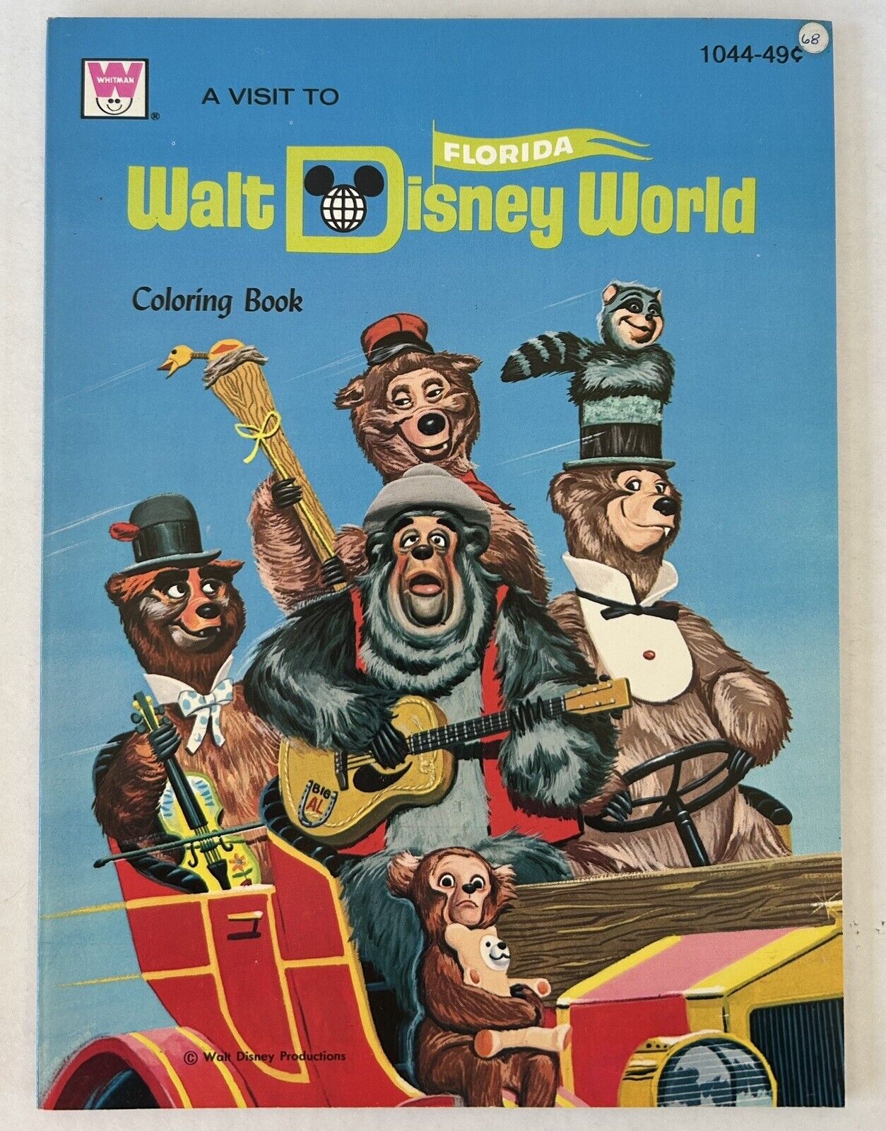 Vintage Walt Disney World Coloring Book 1971 Country Bears Cover New Unused