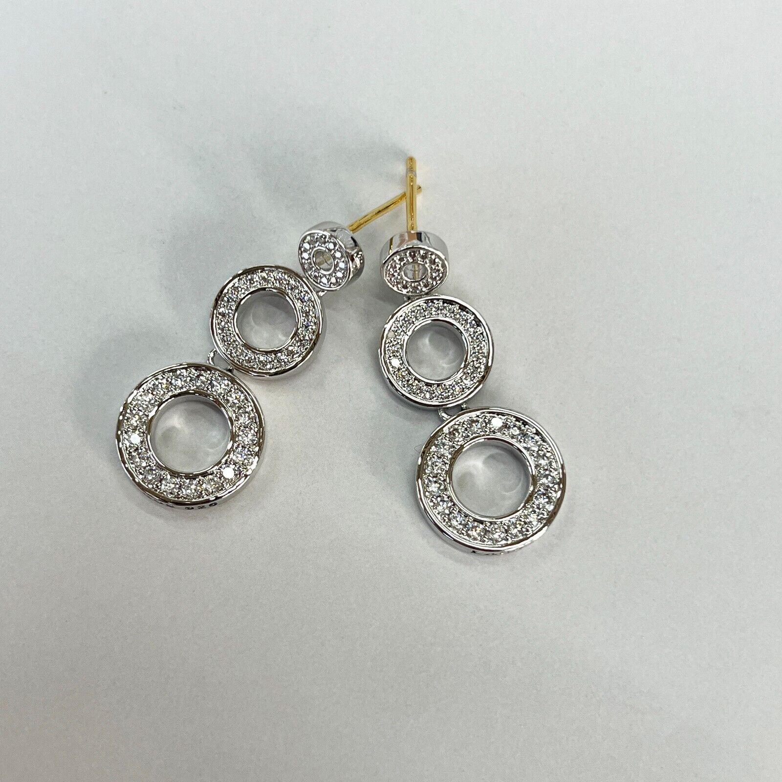 NEW Caviar Spark Collection Sterling Silver Triple Circle Drop Earrings  LAGOS