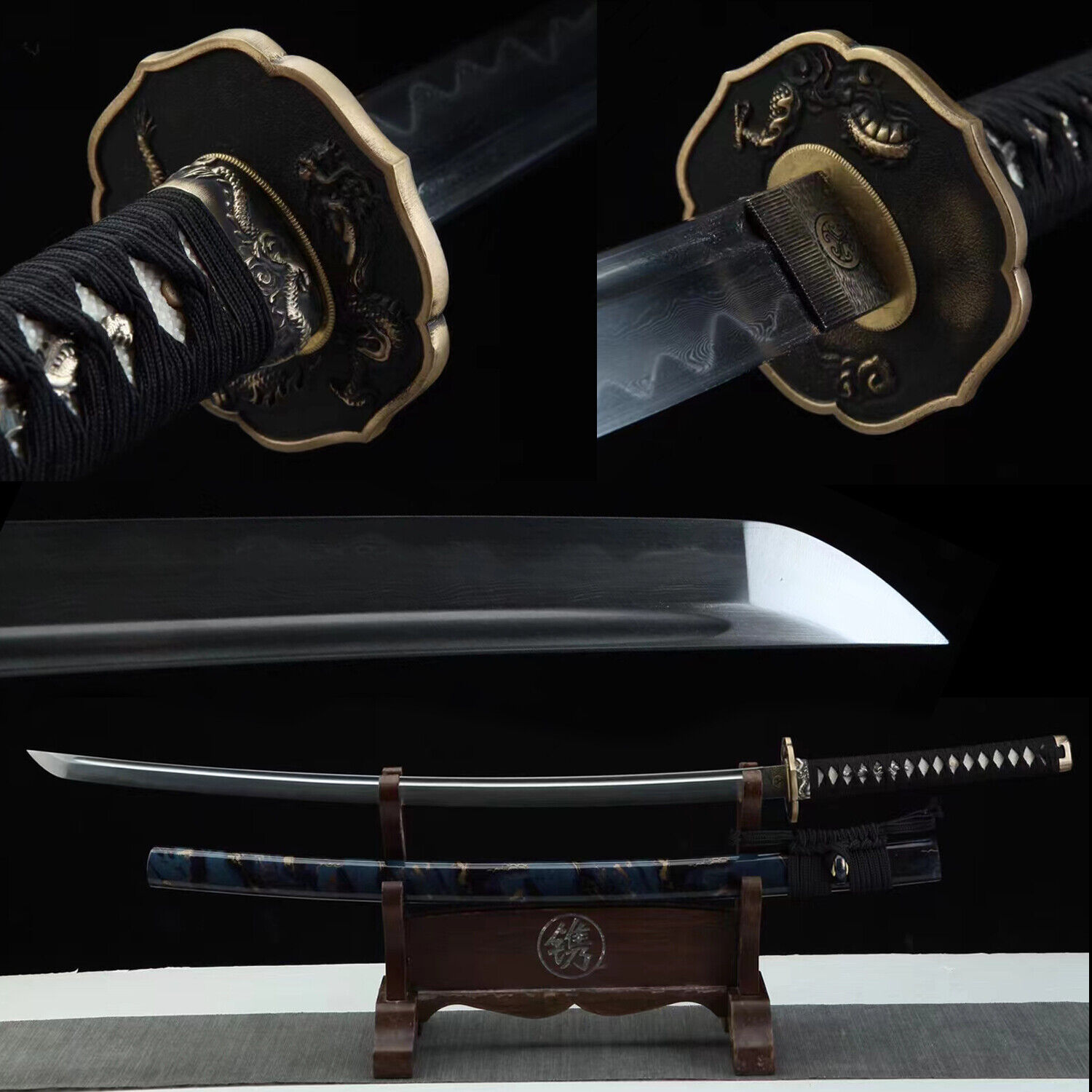 Clay Temperped Folded Steel Japanese Samurai Sword Katana BrassTsuba Razor Sharp