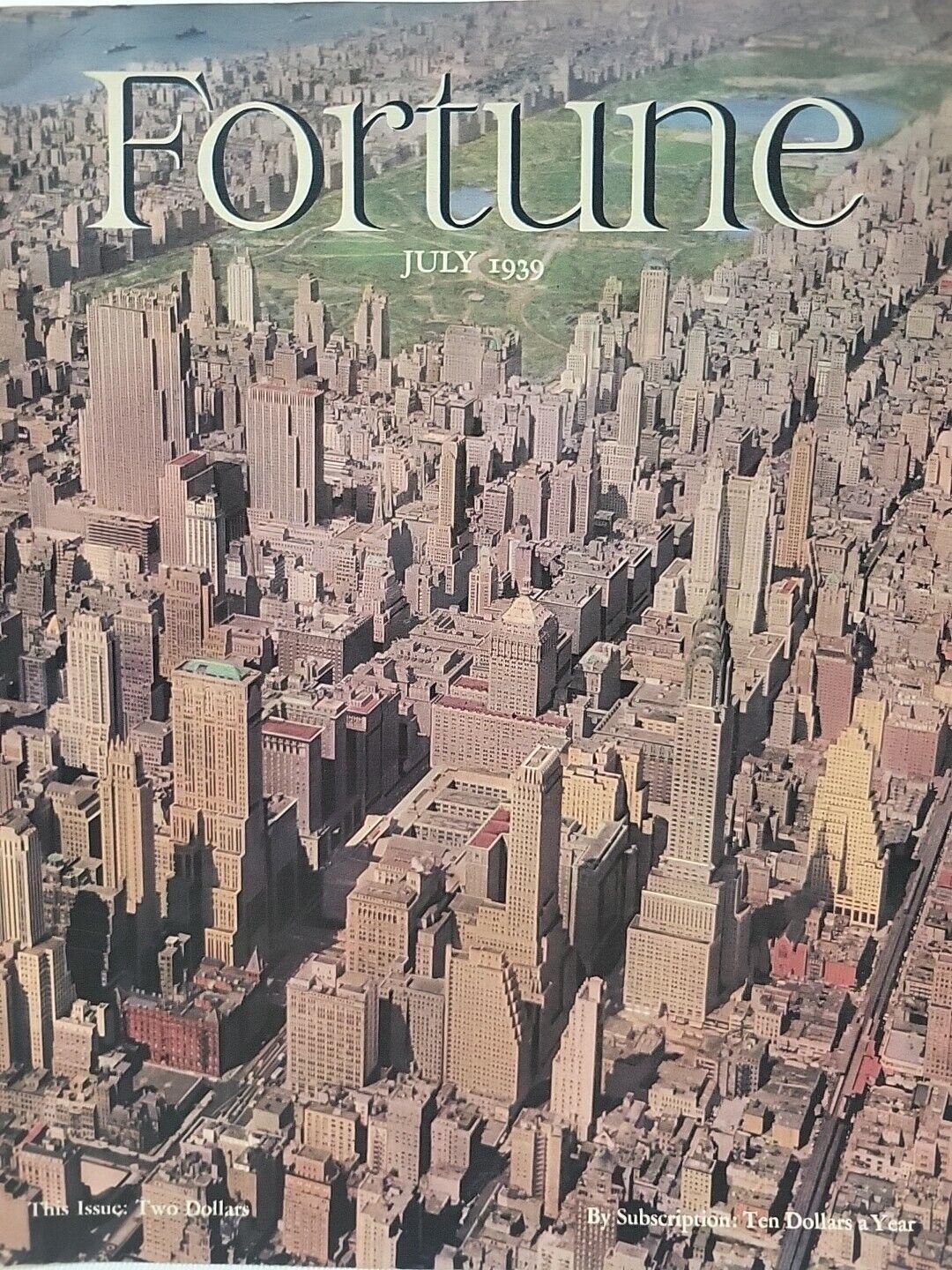 1939 Fortune Magazine July, 1939 Front Cover Only NYC Manhattan Skyscrapers