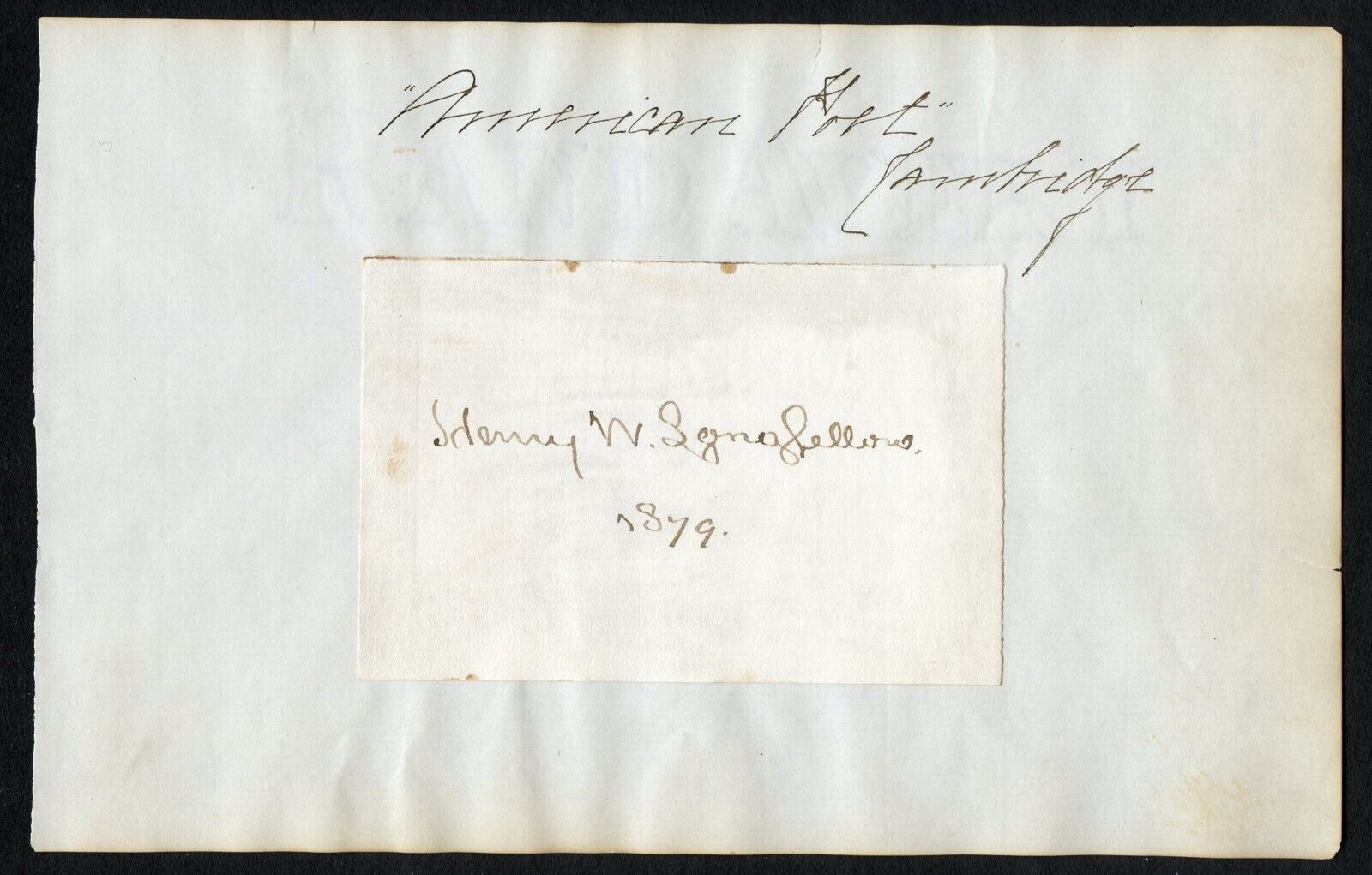 Henry Wadsworth Longfellow d1882 signed autograph 4x2.5 cut American Poet JSA