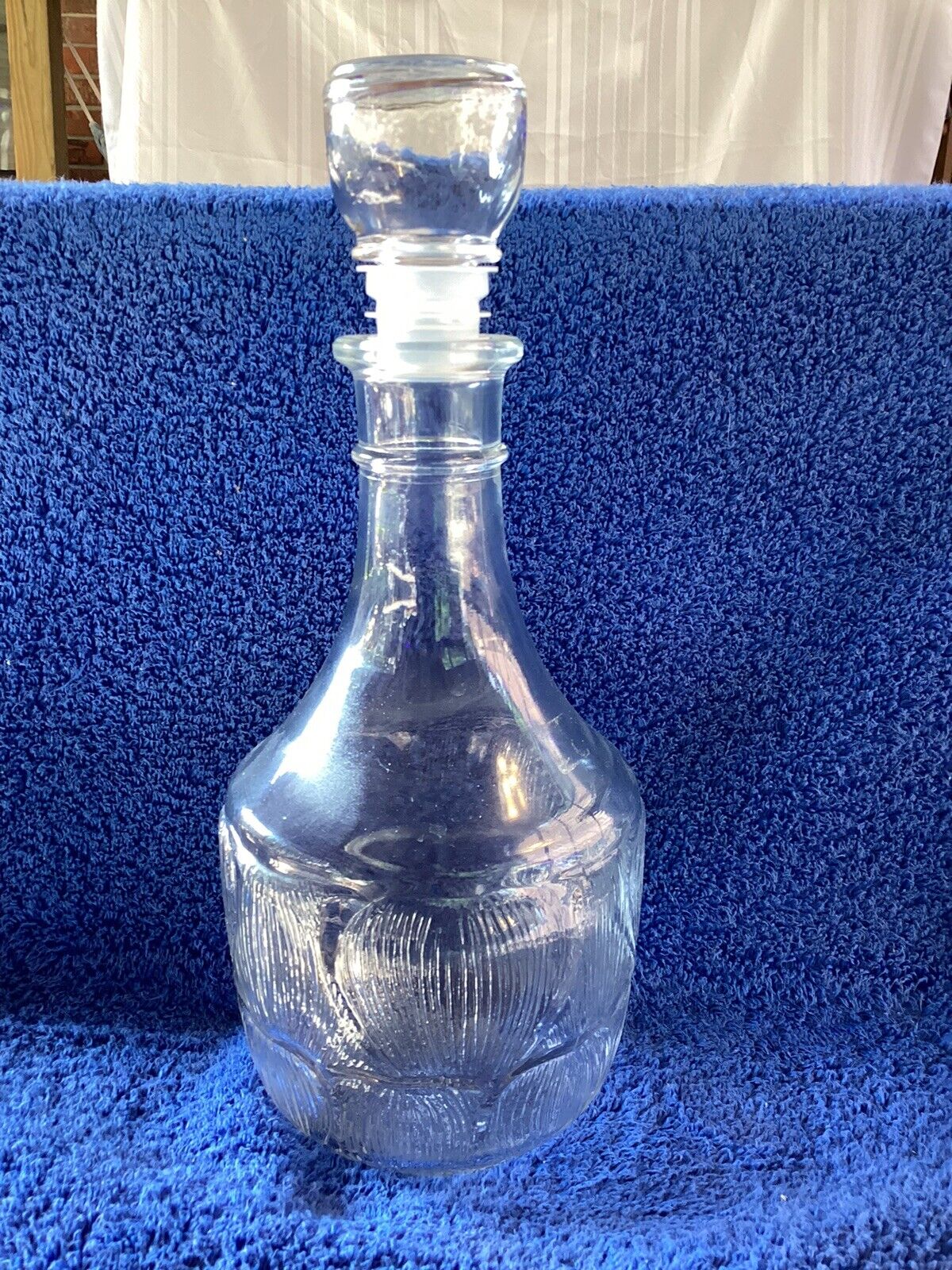 Vintage Luminarc Arcoroc Fleur Decanter Textured 11 Inches Tall, With Lid