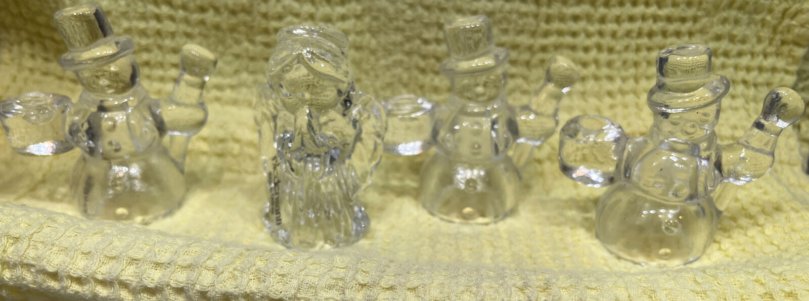 Biedermann Crystal Clear Glass Lot Of 4 Miniature Candle Holders Christmas VTG