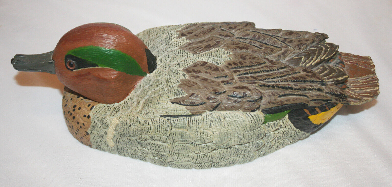 Hand Carved Signed Green-Winged Teal Drake Figure Hunting Collectible