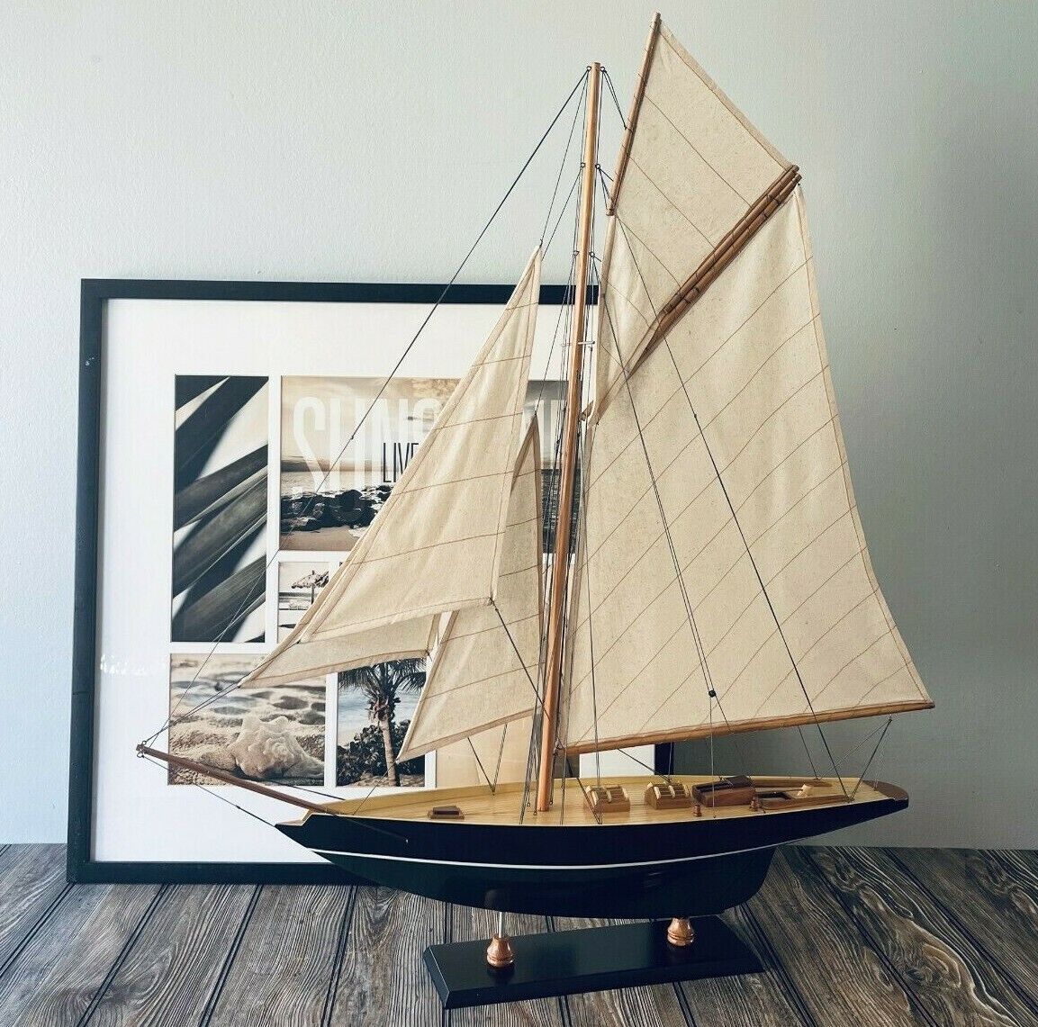 Handmade Wooden Pen Duick Sailboat Racing Yacht Fully Assembled Sailboat Model