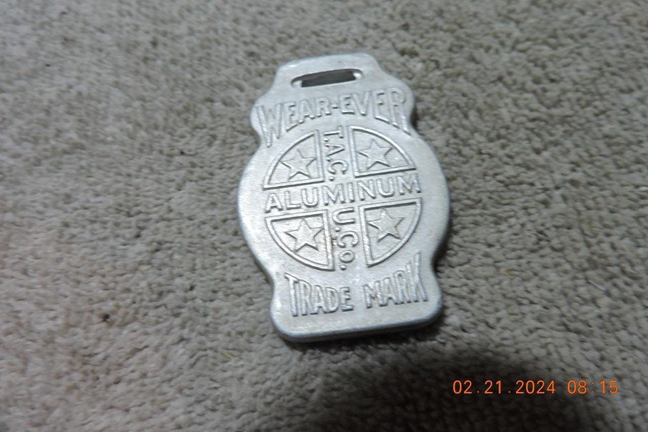 Antique Pocket Watch Fob Wear-Ever Aluminum Cookware TACU Co Watch Fob
