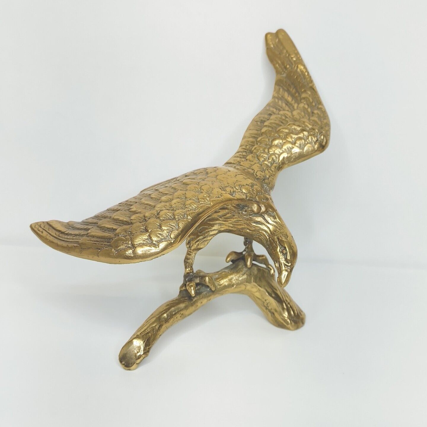 Brass Eagle Statue Spread Wings On Branch 8 1/4\