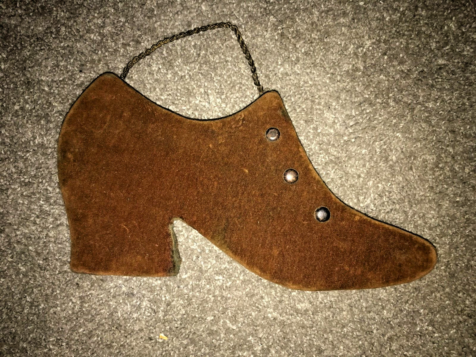 Early 1900's Antique Victorian Suede Boot Wood Trade Sign Store Display