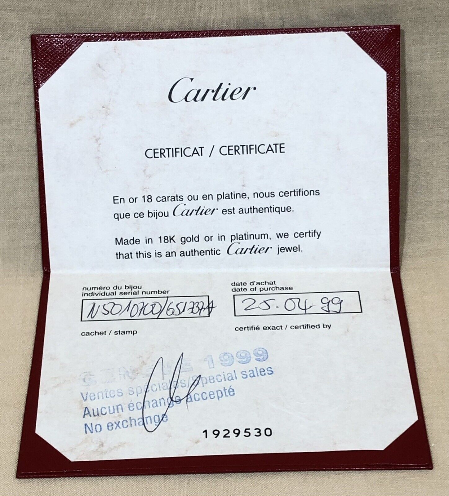 CARTIER Jewellery 18k Gold Platinium Certificate Jewelry Original Cartier OEM /