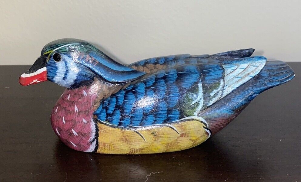 Vintage Hand Carved and Hand Painted Wood Duck - Small