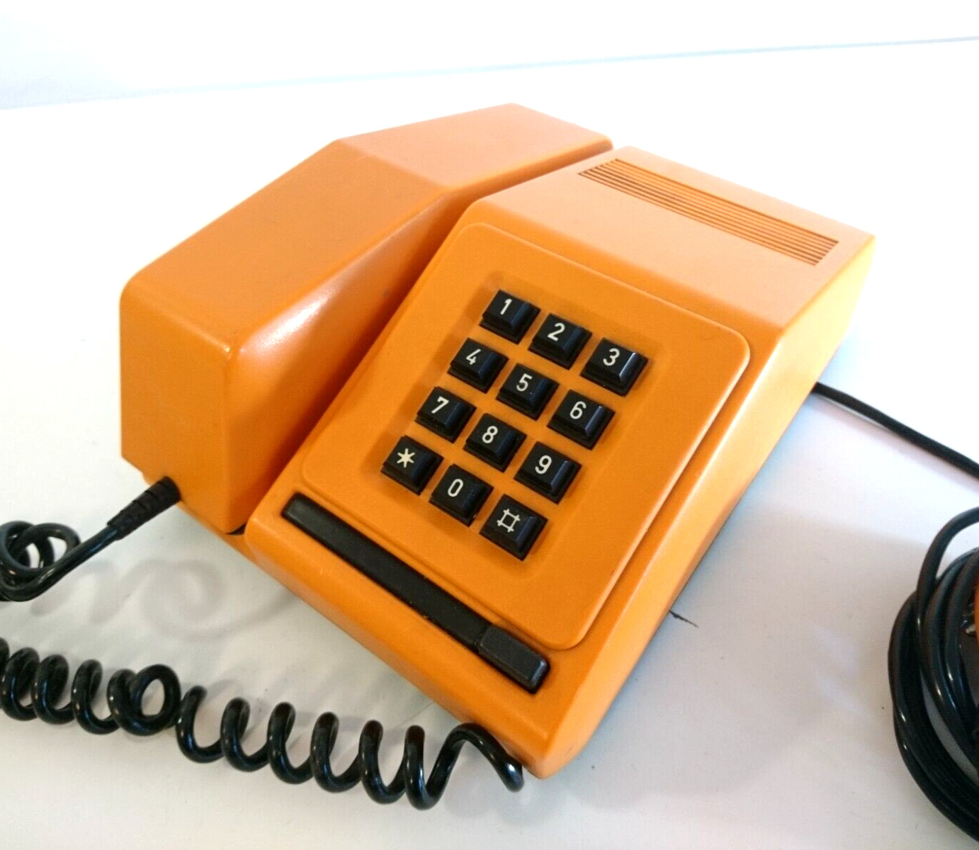 Vintage Push Button Telephone - Space Age, Pop Art, Orange - 1980s Hungary