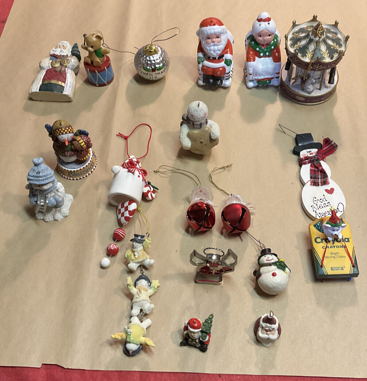 Vintage Mixed Lot of 19 PCs Christmas Tree Ornaments Multicolored- Snowman’s & S