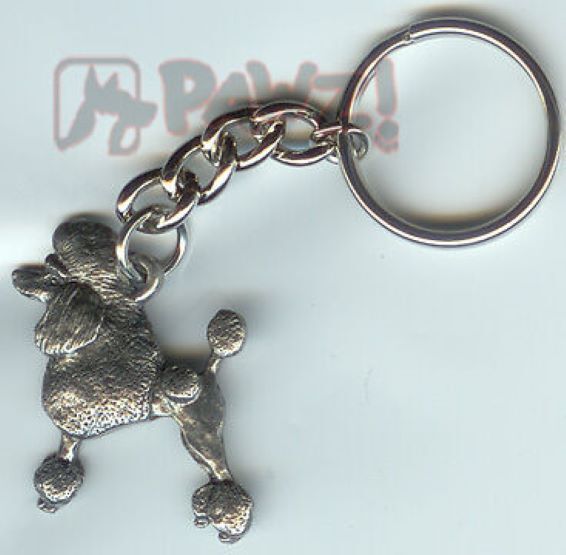 POODLE Show Cut Dog Fine Pewter Keychain Key Chain Ring